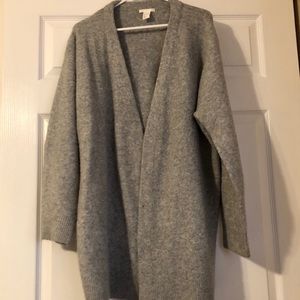 H & M gray cardigan sweater, soft and cuddly Sz L